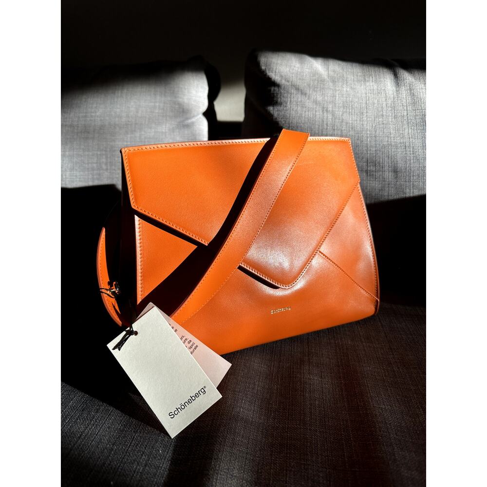 NWT Schoneberg Orange Leather Shoulder Crossbody Bag Envelope Handbag
